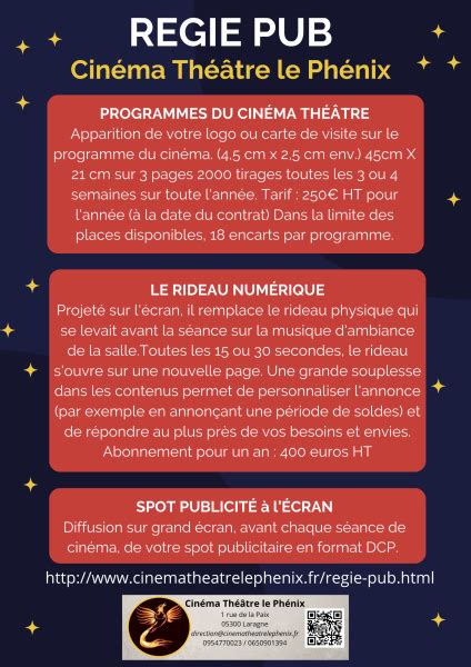 Cinéma Théâtre Le Phénix: programmation et horaires.